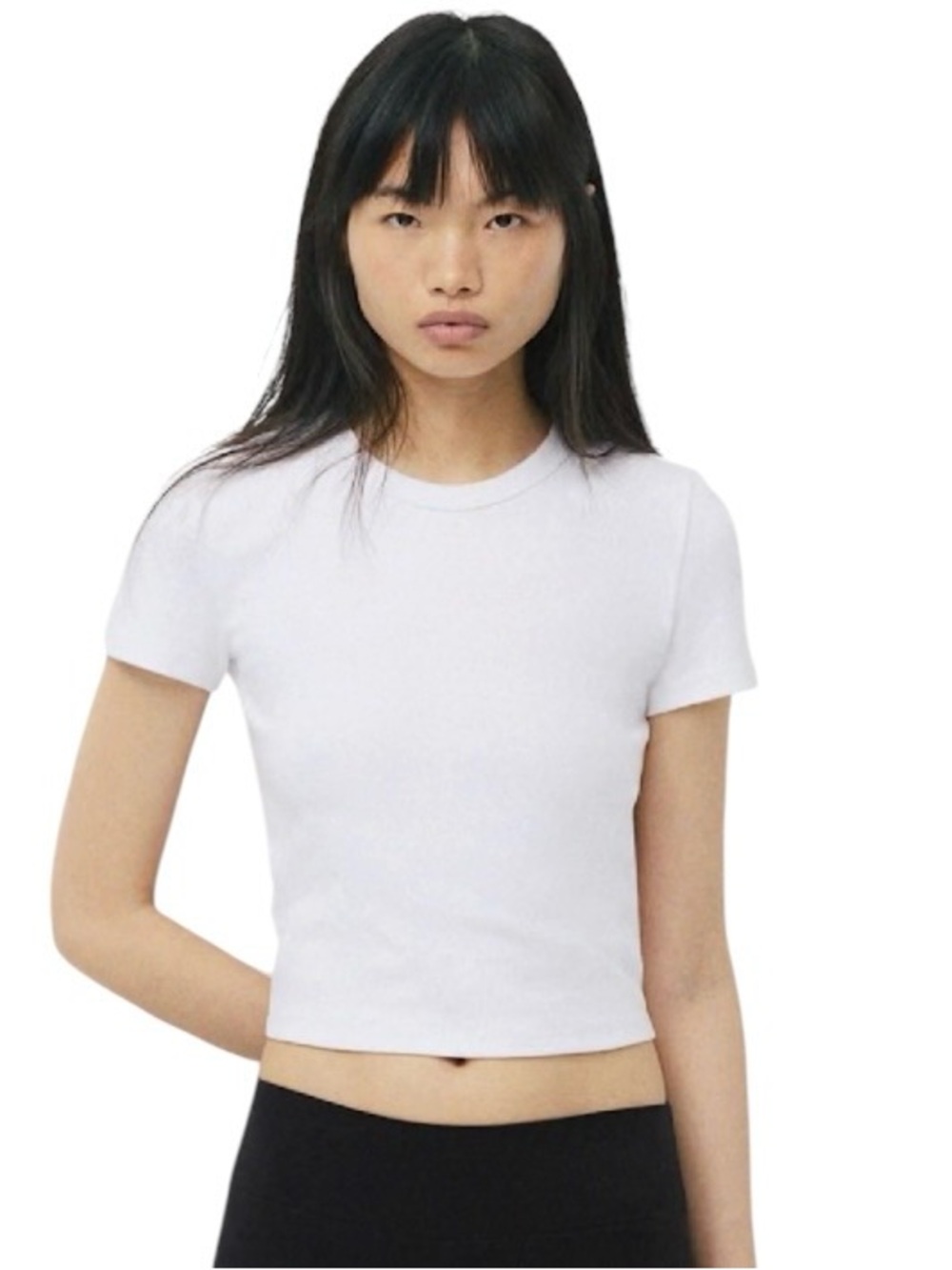 Aritzia Sunday Best Little Ripple White Crew Neck Baby Tee T-Shirt Women's Sz XL